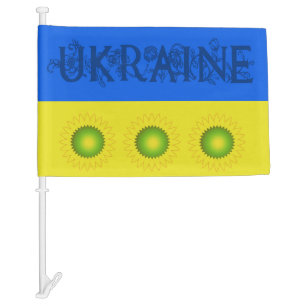 Ukraine Flag with Sunflowers