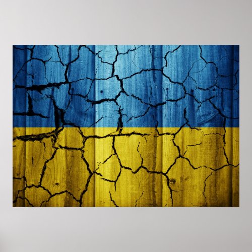 Ukraine flag with the cracks poster