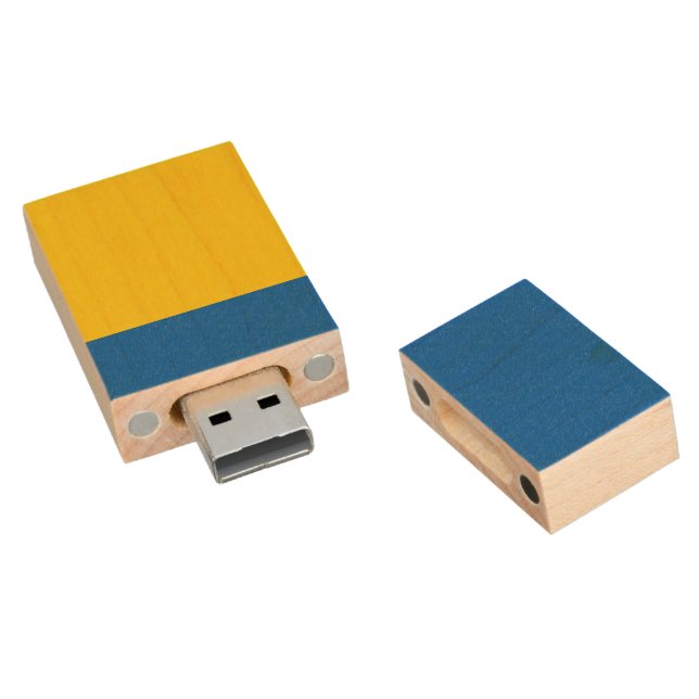 Ukraine flag wood flash drive (Angled)