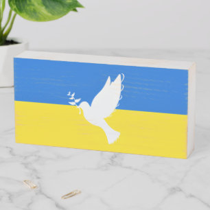 Ukraine Flag Wooden Box Sign Peace Dove - Freedom