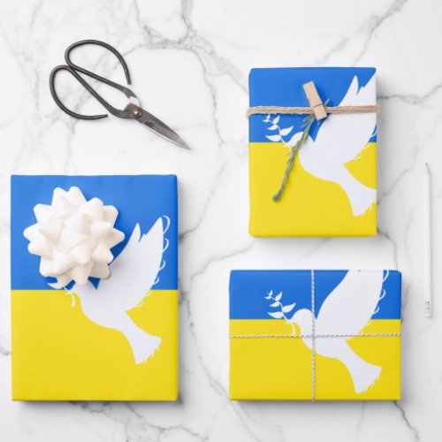 Ukraine Flag Wrapping Paper Peace Dove _ Freedom