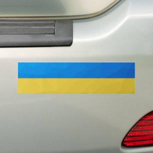 Ukraine flag yellow blue geometric pattern mesh bumper sticker