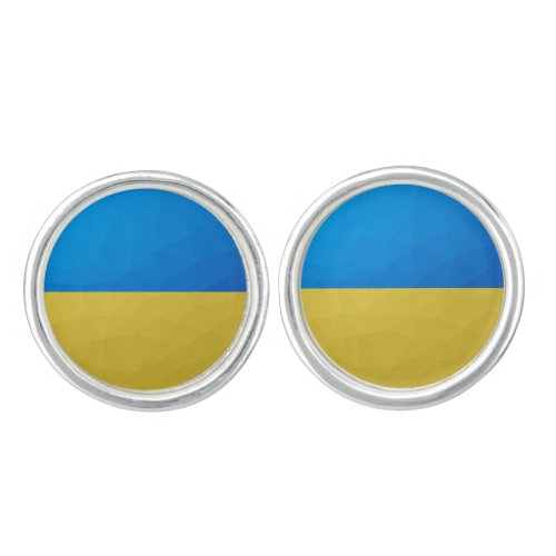 Ukraine flag yellow blue geometric pattern mesh cufflinks