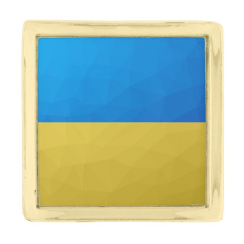 Ukraine flag yellow blue geometric pattern mesh gold finish lapel pin