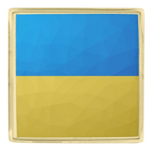 Ukraine flag yellow blue geometric pattern mesh gold finish lapel pin