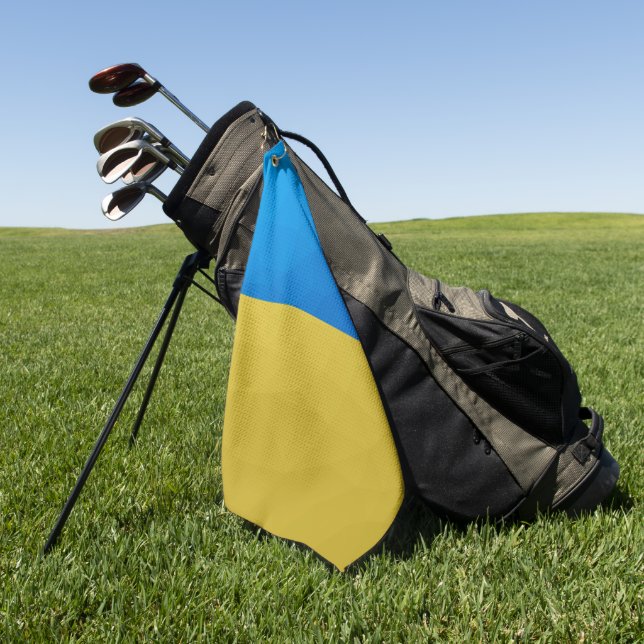Ukraine flag yellow blue geometric pattern mesh golf towel (Green)