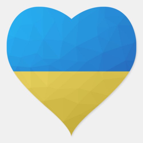 Ukraine flag yellow blue geometric pattern mesh heart sticker