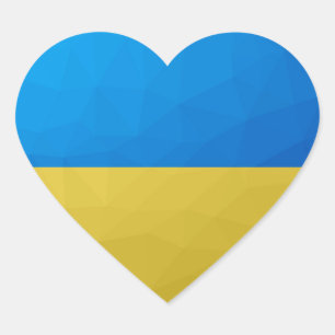 Ukraine flag yellow blue geometric pattern mesh heart sticker