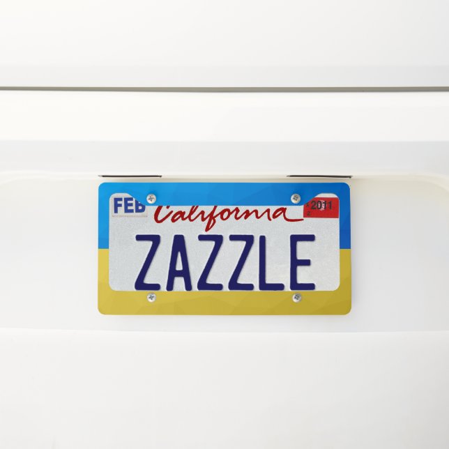 Ukraine flag yellow blue geometric pattern mesh license plate frame (On Car)