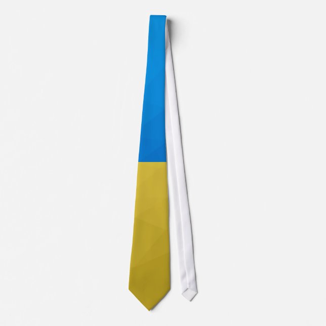Ukraine flag yellow blue geometric pattern mesh neck tie (Front)