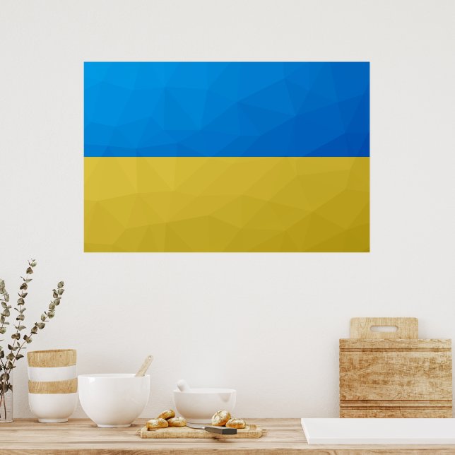 Ukraine flag yellow blue geometric pattern mesh poster (Kitchen)