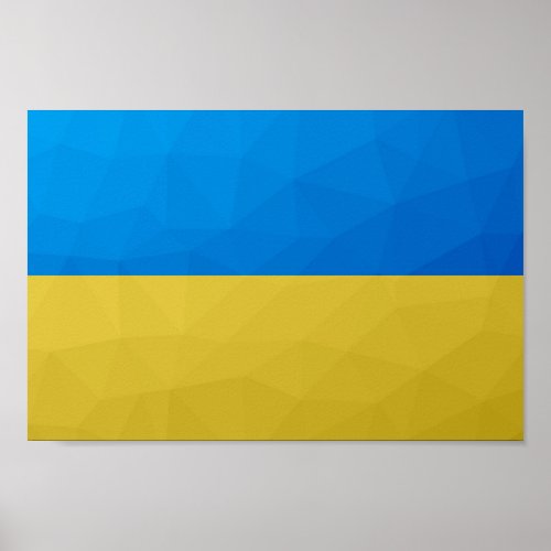 Ukraine flag yellow blue geometric pattern mesh poster
