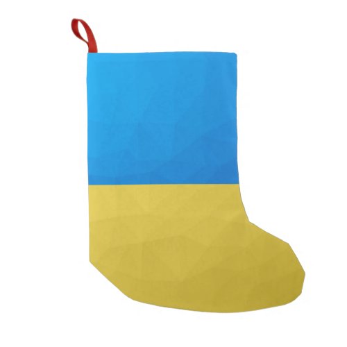 Ukraine flag yellow blue geometric pattern mesh small christmas stocking