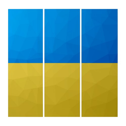 Ukraine flag yellow blue geometric pattern mesh triptych