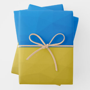 Ukraine flag yellow blue geometric pattern mesh wrapping paper sheets