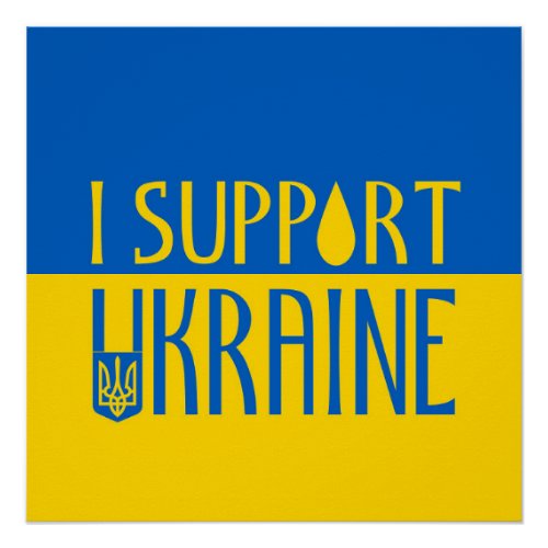 Ukraine flag yellow blue support teardrop emblem poster
