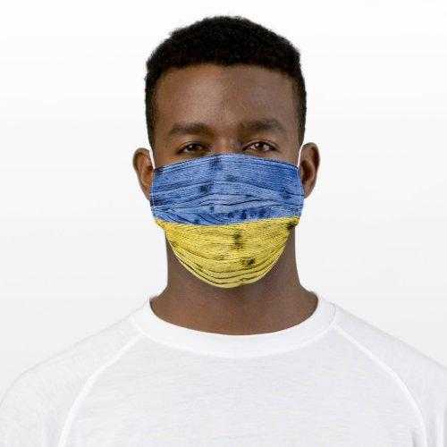 Ukraine flag yellow blue wood texture pattern adult cloth face mask