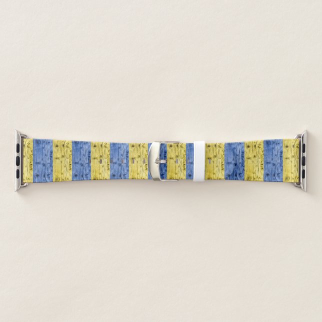 Ukraine flag yellow blue wood texture pattern apple watch band (Band)