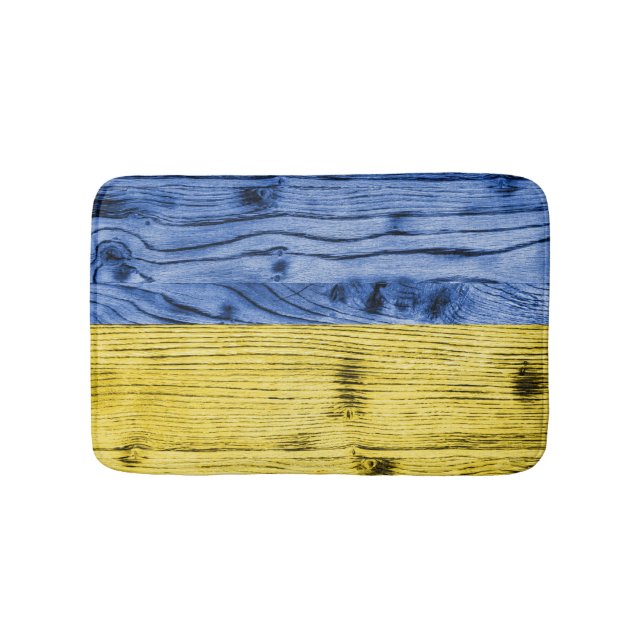 Ukraine flag yellow blue wood texture pattern bath mat (Front)