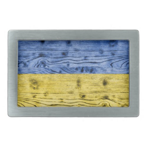 Ukraine flag yellow blue wood texture pattern belt buckle