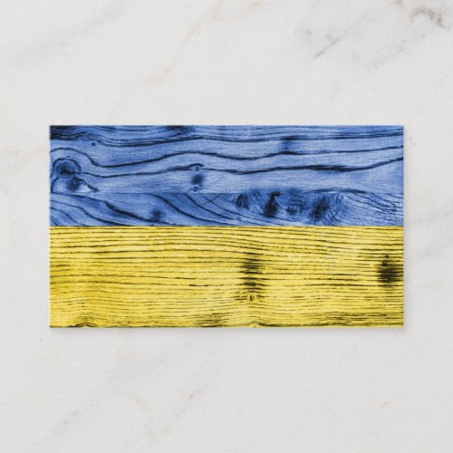 Ukraine flag yellow blue wood texture pattern business card