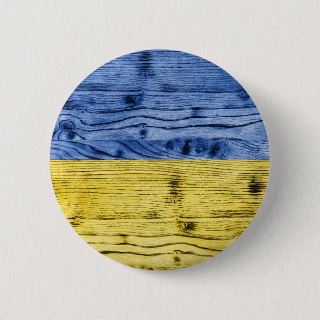 Ukraine flag yellow blue wood texture pattern button (Front)