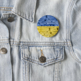 Ukraine flag yellow blue wood texture pattern button