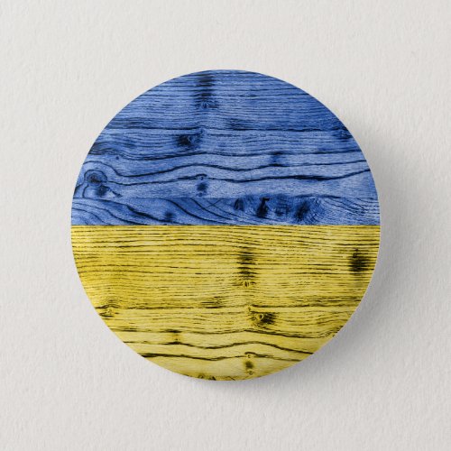 Ukraine flag yellow blue wood texture pattern button