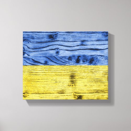 Ukraine flag yellow blue wood texture pattern canvas print