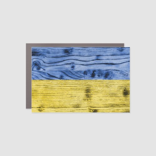 Ukraine flag yellow blue wood texture pattern car magnet