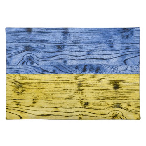 Ukraine flag yellow blue wood texture pattern cloth placemat