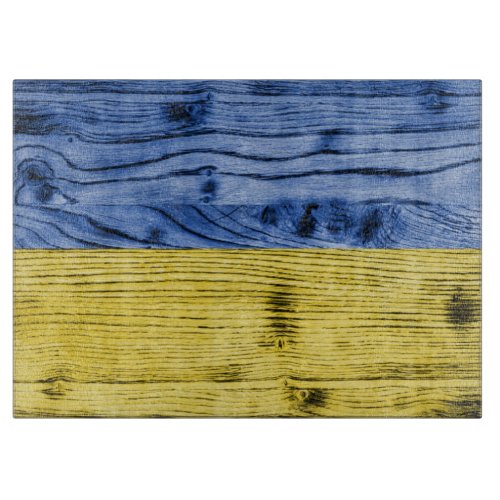 Ukraine flag yellow blue wood texture pattern cutting board