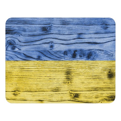 Ukraine flag yellow blue wood texture pattern door sign