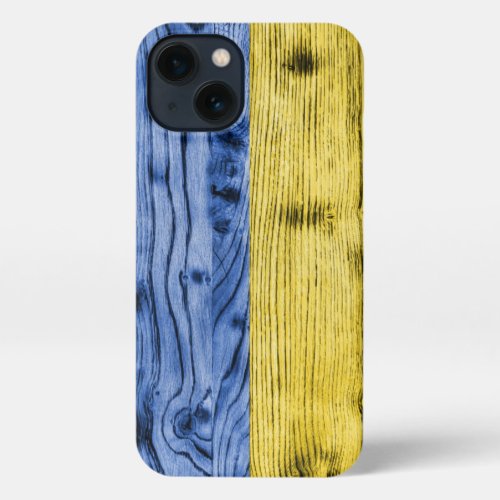 Ukraine flag yellow blue wood texture pattern iPhone 13 case