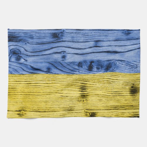 Ukraine flag yellow blue wood texture pattern kitchen towel