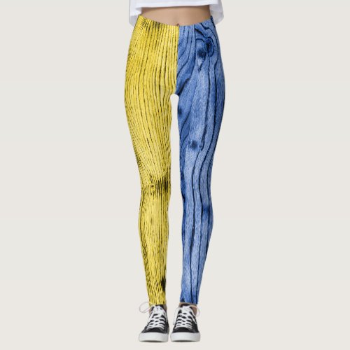 Ukraine flag yellow blue wood texture pattern legg leggings