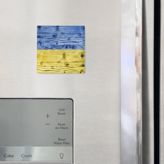 Ukraine flag yellow blue wood texture pattern magnet (In Situ (Fridge))