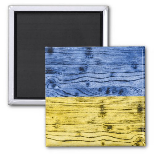 Ukraine flag yellow blue wood texture pattern magnet