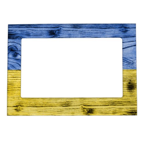 Ukraine flag yellow blue wood texture pattern magnetic frame