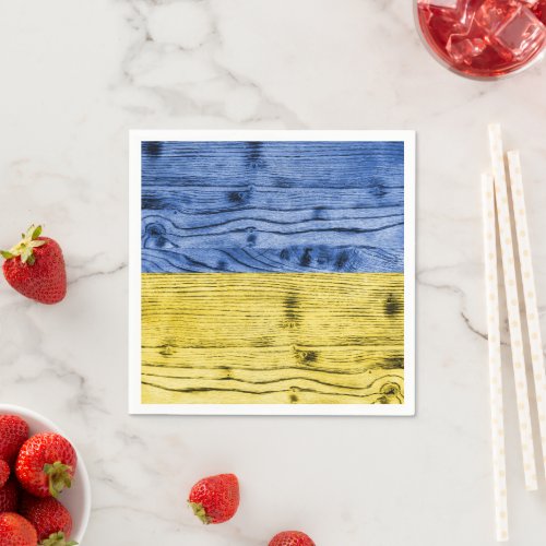 Ukraine flag yellow blue wood texture pattern napkins