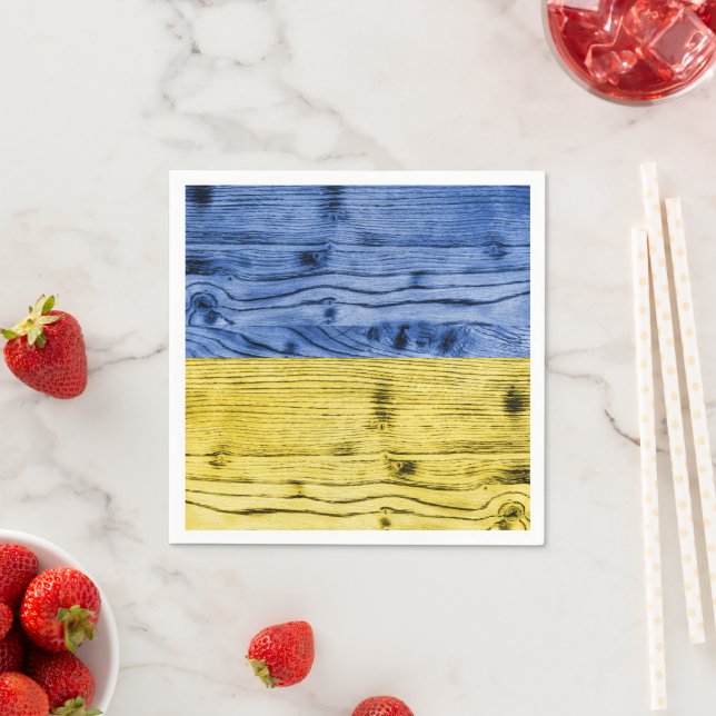 Ukraine flag yellow blue wood texture pattern napkins (Insitu)