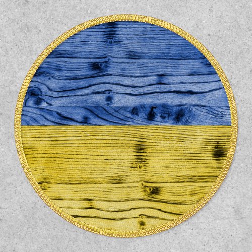 Ukraine flag yellow blue wood texture pattern patch