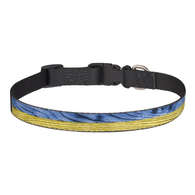 Ukraine flag yellow blue wood texture pattern pet collar (Front)