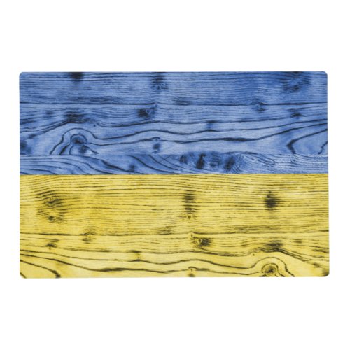 Ukraine flag yellow blue wood texture pattern placemat