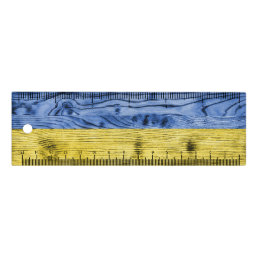 Ukraine flag yellow blue wood texture pattern ruler