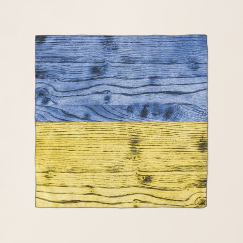 Ukraine flag yellow blue wood texture pattern scarf