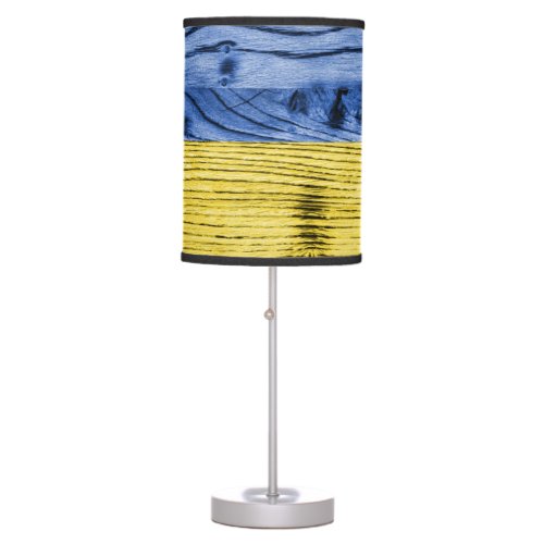 Ukraine flag yellow blue wood texture pattern table lamp