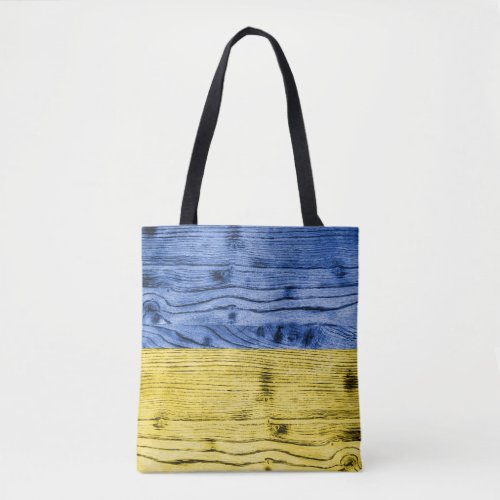 Ukraine flag yellow blue wood texture pattern tote bag