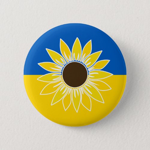 Ukraine Flag Yellow Sunflower National Flower Button