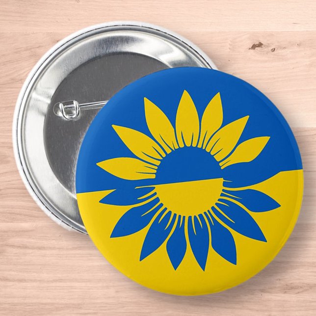 Ukraine Flag Yellow Sunflower Outline Button (Creator Uploaded)